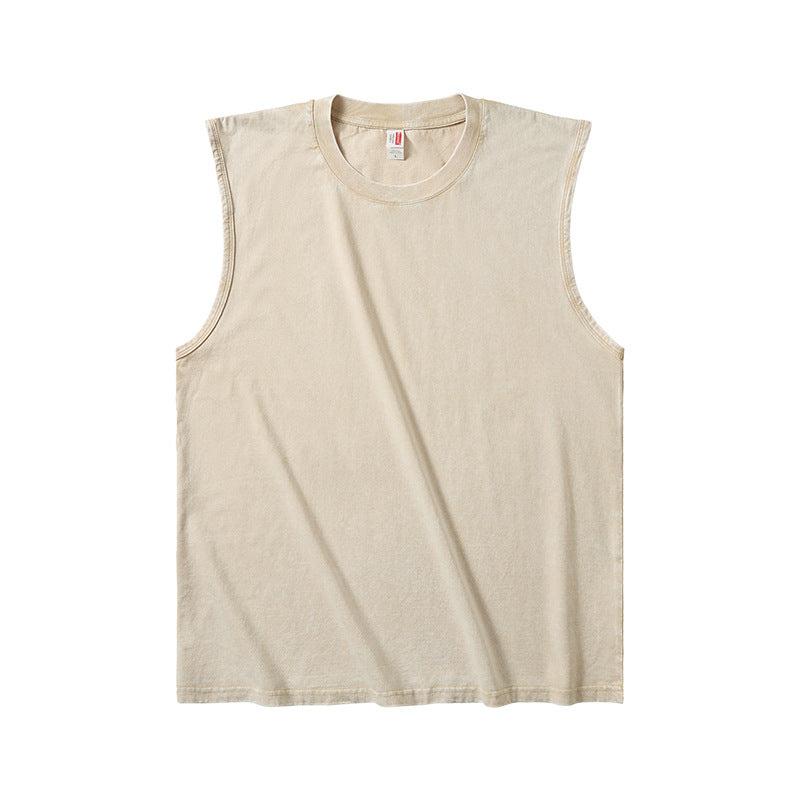 Men’s Washed Cotton Sleeveless Vest