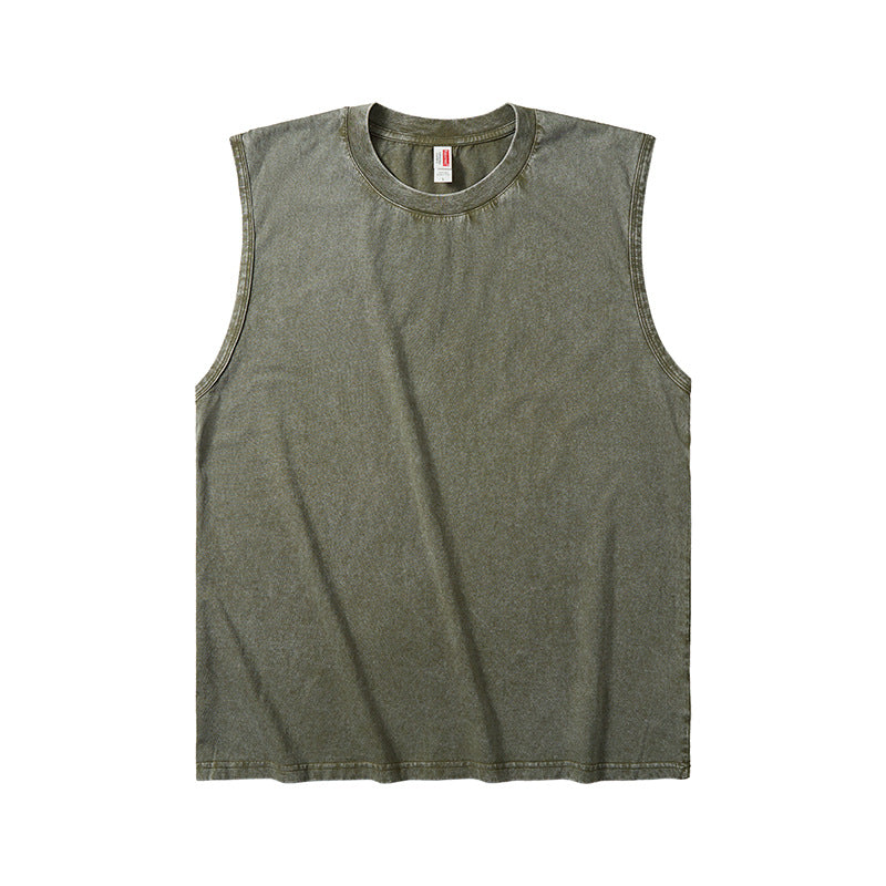 Men’s Washed Cotton Sleeveless Vest