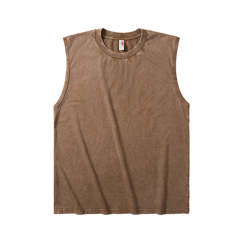 Men’s Washed Cotton Sleeveless Vest