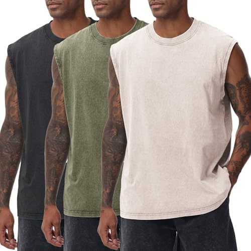 Men’s Washed Cotton Sleeveless Vest