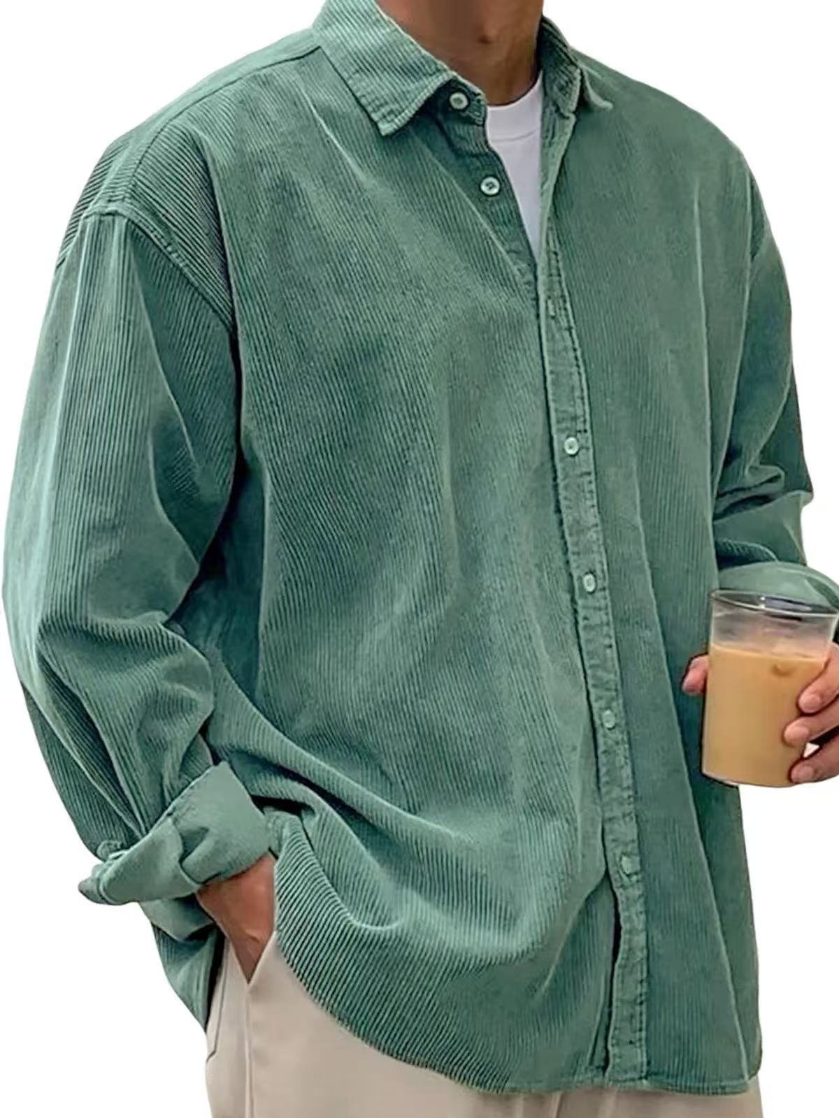 Men's Textured Corduroy Relaxed Fit Casual Shirt