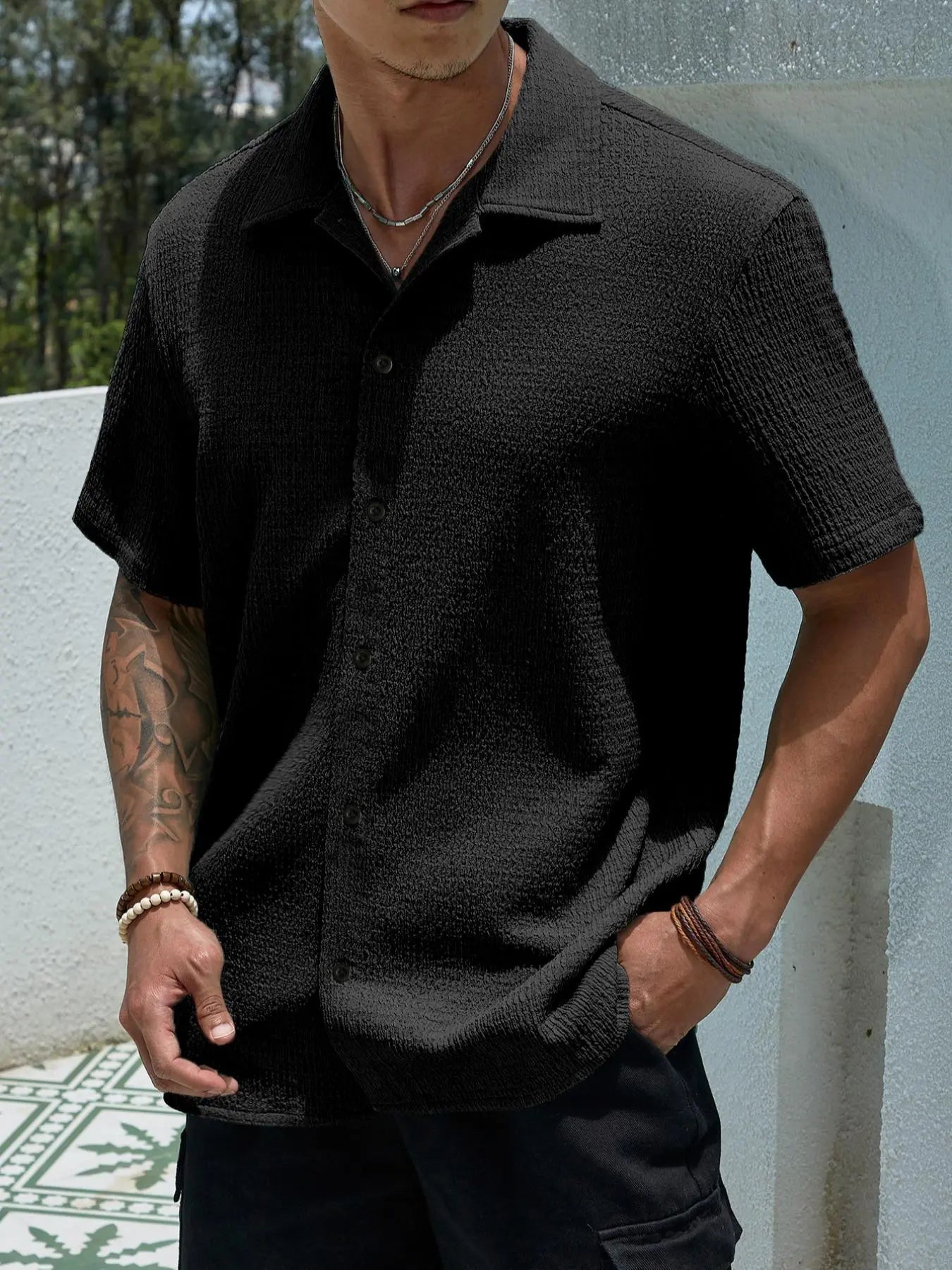 Men’s Textured Short Sleeve Shirt